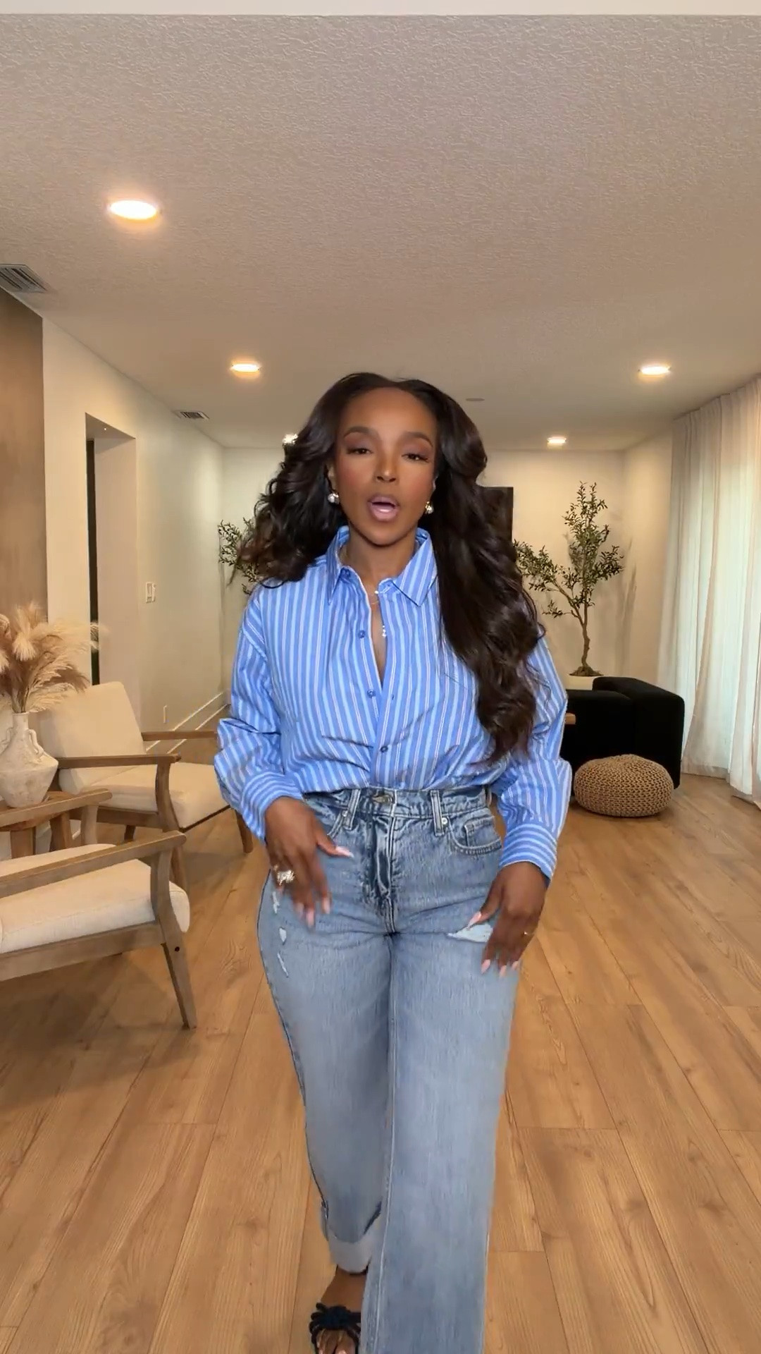Scroll to shop this elevated casual denim look 💙✨

A striped button-down and distressed denim will forever be that effortless combo. Styled this one with relaxed straight-leg jeans and statement jewelry for an everyday outfit that feels polished but still easy. The kind of look you can throw on and instantly feel put together in.

Perfect for casual Fridays, lunch dates, coffee runs, shopping days, travel outfits, everyday errands, and laid-back weekend plans.

5’4 | 140LBS | 34D-27-40 | size small or 4

Striped button down outfit, casual chic fashion, denim everyday outfit, effortless street style, elevated basics outfit, relaxed denim look, classy casual style, blue striped shirt outfit, everyday capsule wardrobe, timeless denim fashion, chic mom style, casual summer outfit ideas

Follow me on Instagram and YouTube @kirasfashionfinds.

#LTKgrwm #LTKootd #LTKHome