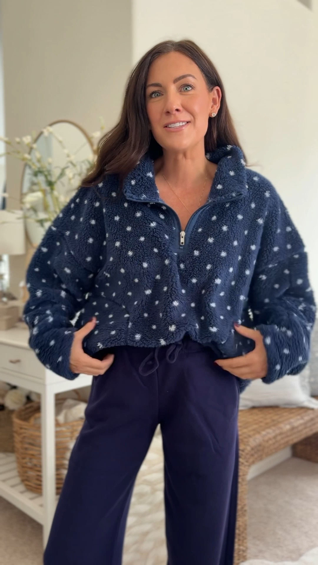 Walmart $12 fleece quarter zip in an xl—could have done a large
Small in wide leg sweats

#LTKootd #LTKgrwm #LTKmomlife
