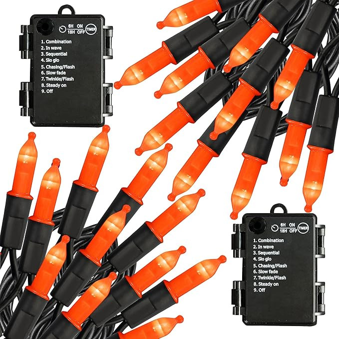 Amazon.com: NEROSUN 50 LED 16FT Halloween Mini String Lights, Waterproof Battery Operated Fairy L... | Amazon (US)