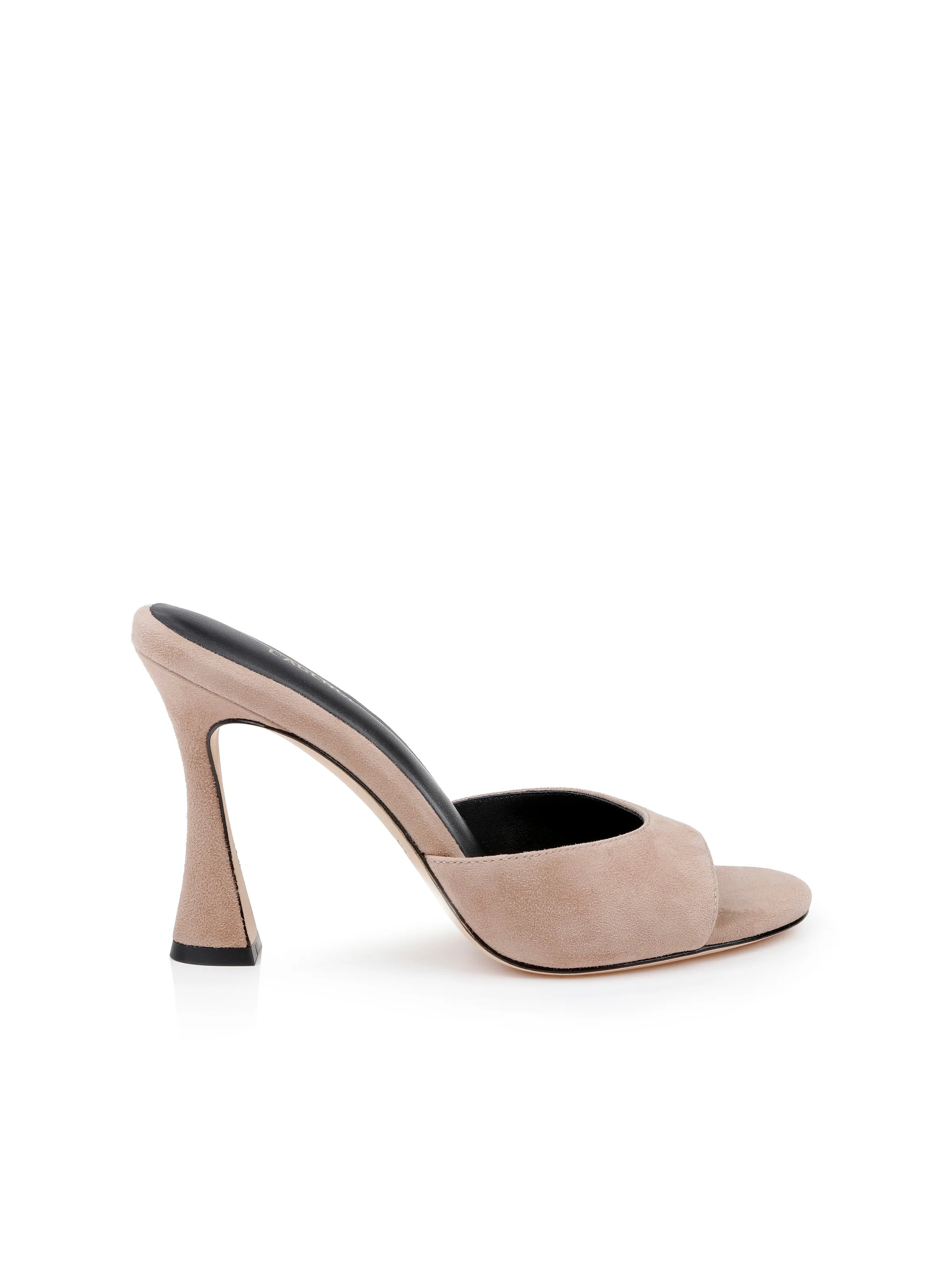 L'AGENCE - Avery Suede Peep-Toe Mule in Cappuccino Suede | L'Agence