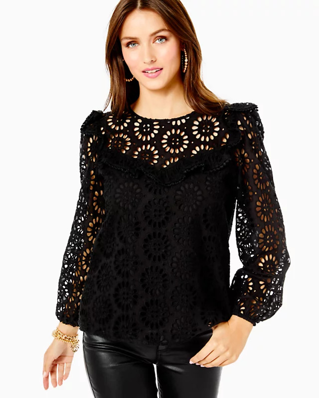 Caroline Eyelet Top | Lilly Pulitzer | Lilly Pulitzer