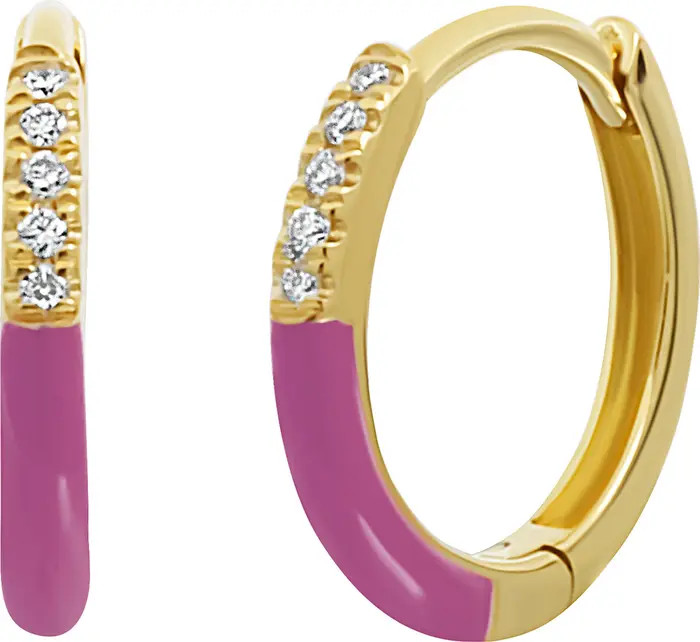 Bony Levy Chelsea Enamel Tipped Diamond Hoop Earrings | Nordstrom | Nordstrom