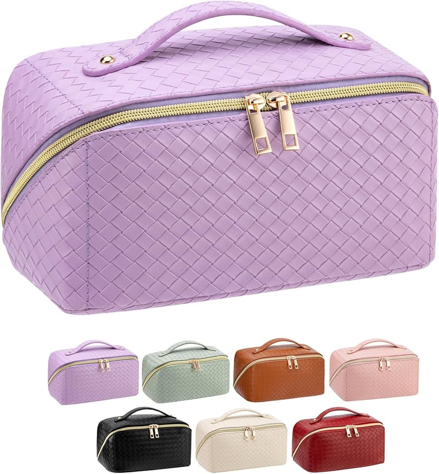 Large Capacity Travel Makeup Bag for Women, Waterproof Portable Cosmetic Bag with Compartments, F... | Amazon (US)