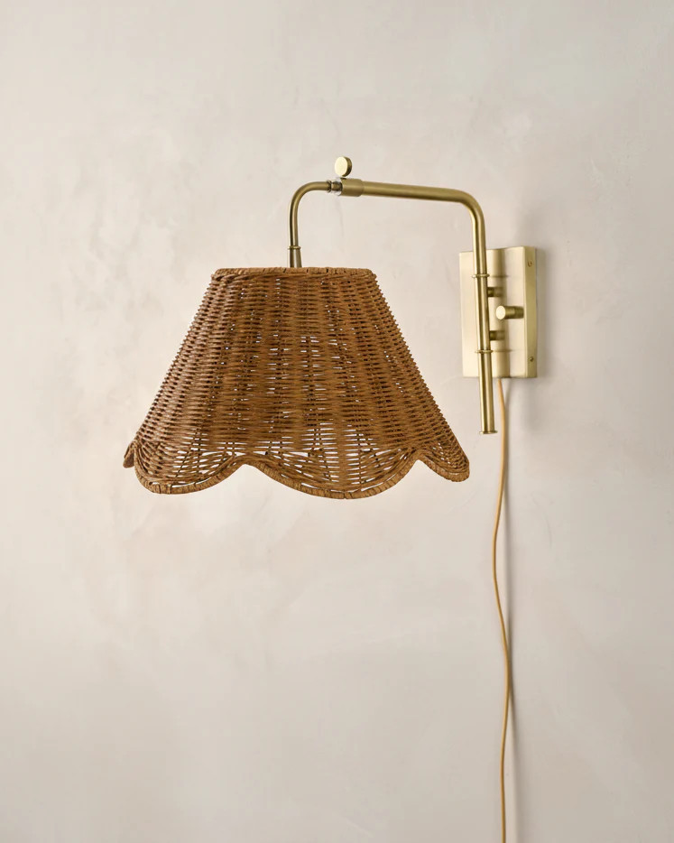 Lucinda Rattan Scallop Swivel Plug-In Sconce | Magnolia