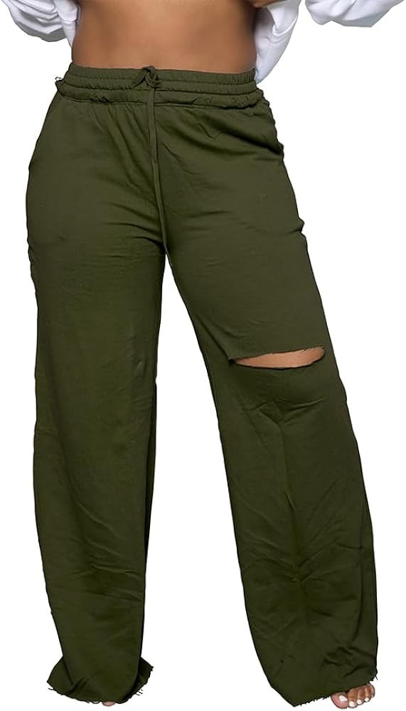PINSV Wide Leg Pants for Women Drawstring Baggy Casual Sweatpants | Amazon (US)