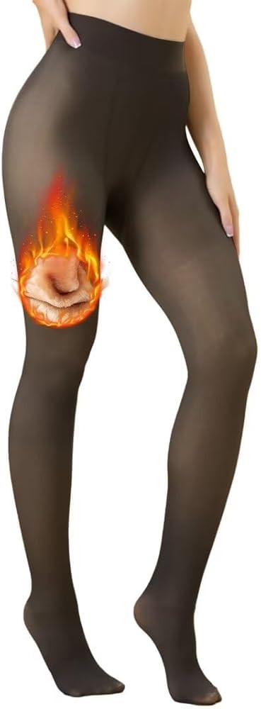 Vertvie Fleece Lined Tights for Women Thermal Pantyhose Fake Translucent Winter Warm Tights High ... | Amazon (US)