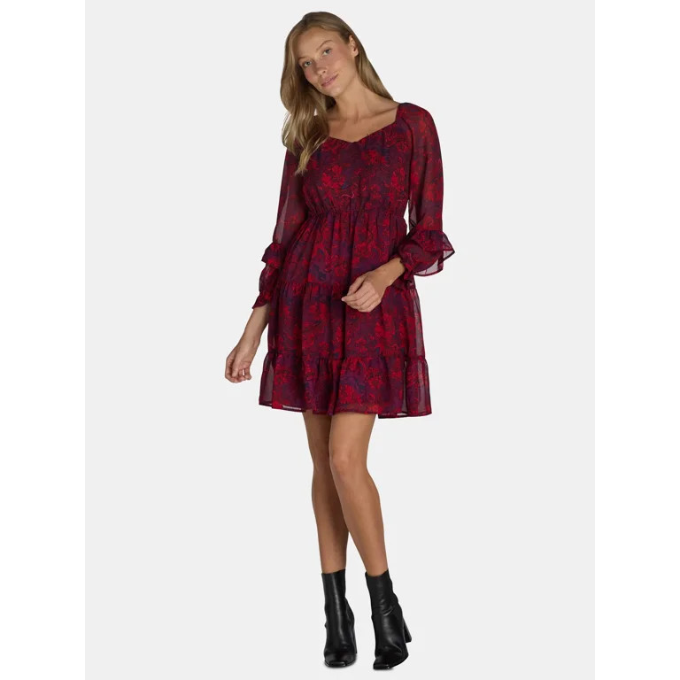 The Pioneer Woman Ruffle Mini Dress, Sizes S-3X, Women's and Women’s Plus - Walmart.com | Walmart (US)