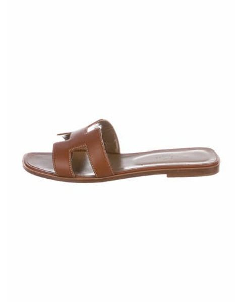 Hermès Oran Slide Sandals Brown | The RealReal