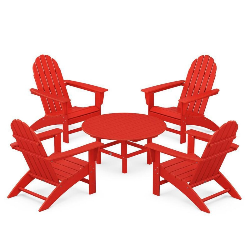 POLYWOOD Vineyard 5 Pc Recycled Plastic Seating Set in Sunset Red by - PWS703-1-SR | BBQ Guys
