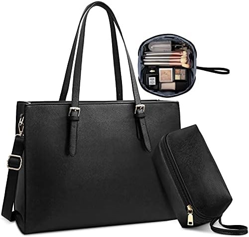 Laptop Bag for Women Waterproof Lightweight Leather 15.6 Inch Computer Tote Bag Business Office B... | Amazon (US)