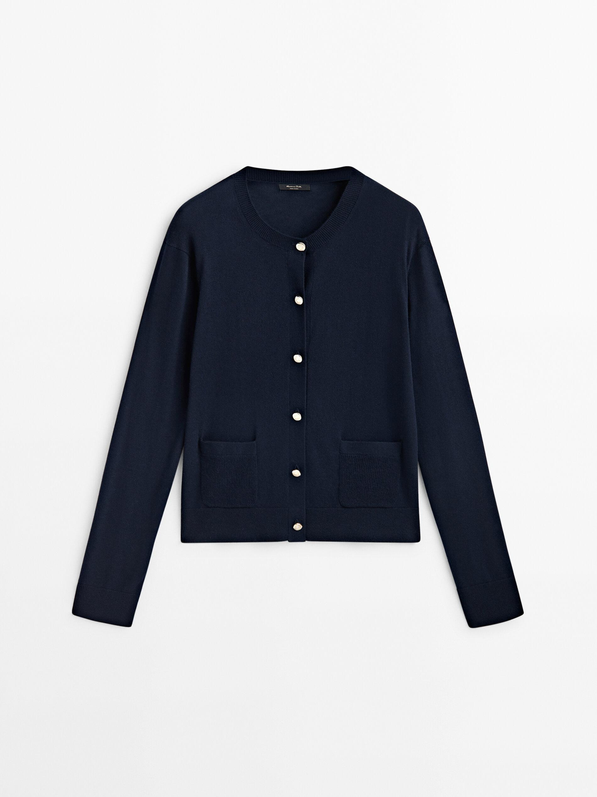 Knit cardigan with gold buttons | Massimo Dutti US