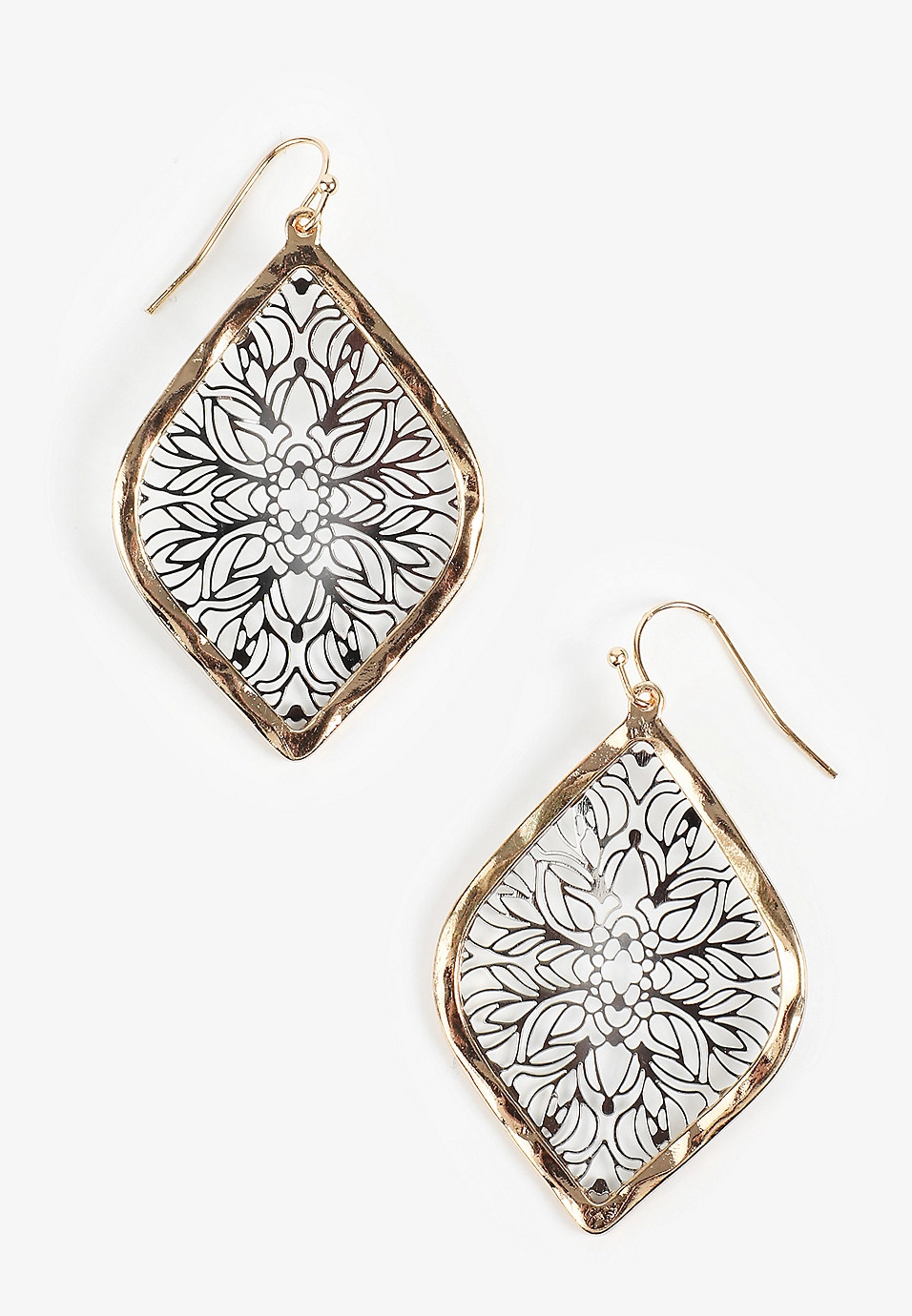 Mixed Metal Filigree Drop Earrings | Maurices