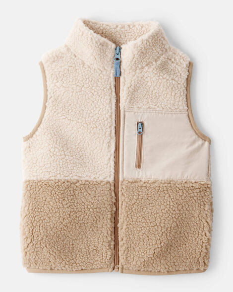 Toddler Boy Sherpa Sleeveless Vest - Tan | Carter's Inc