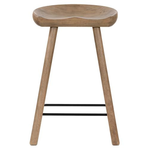 Jimmy Rustic Lodge Natural Matte Solid Wood Counter Stool | Kathy Kuo Home