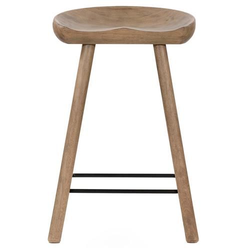 Jimmy Rustic Lodge Natural Matte Solid Wood Counter Stool | Kathy Kuo Home