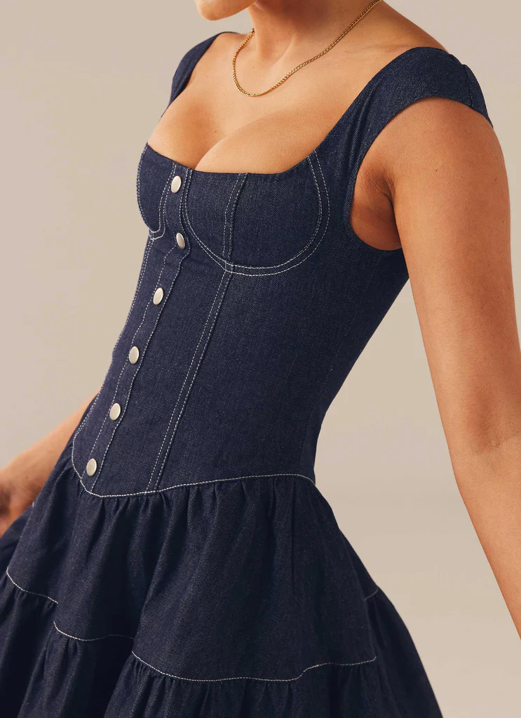Isabella Denim Bustier Dress - Indigo | Peppermayo (Global)