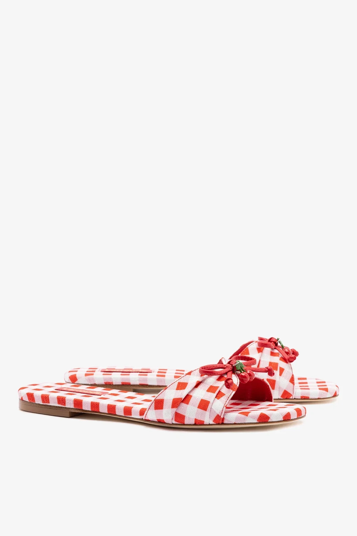 Bardot Flat Scarlet Printed Raffia | Larroude