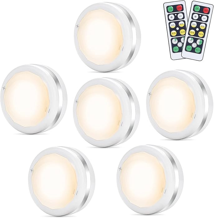 Under Cabinet Lights, Wireless LED Puck Lights Remote Control, 4000K Natural White Brightness Dim... | Amazon (UK)