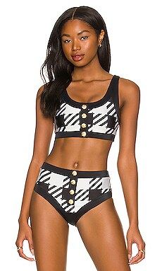 BEACH RIOT Isle Bikini Top in Houndstooth from Revolve.com | Revolve Clothing (Global)