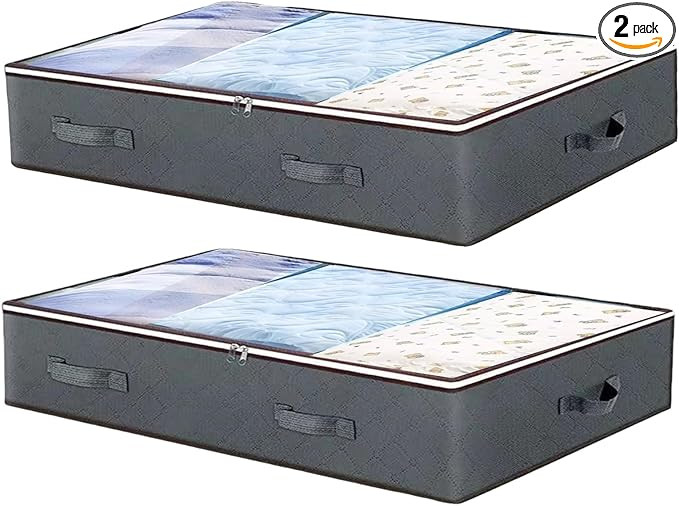 Under Bed Storage Containers, Thin Under Bed Storage Bins with Lids,Clothes Storage Bags Foldable... | Amazon (US)