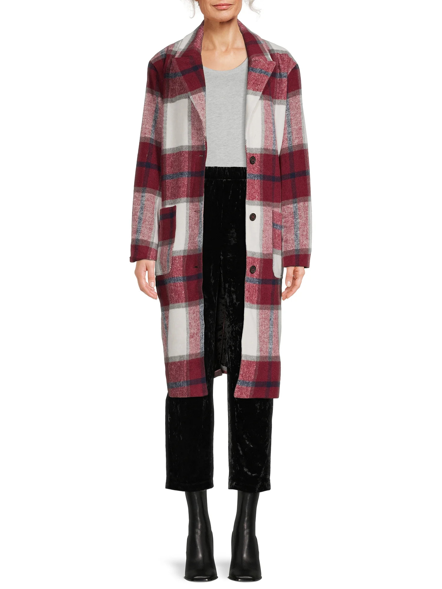 Jason Maxwell Women's Plaid Maxi Duster Coat - Walmart.com | Walmart (US)