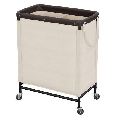 Home Collection 2 Section Rolling Laundry Hamper with Wheels 100L Beige | Target