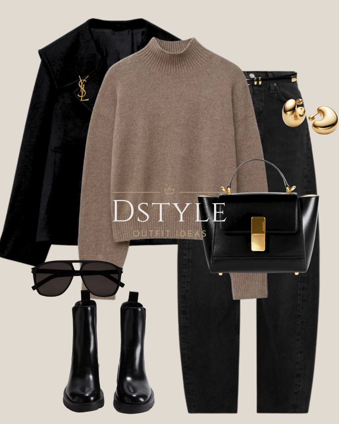 Elevated Neutrals and the Ultimate Investment Bag 🖤✨ The perfect cold-weather combination: a cozy camel mock-neck sweater paired with sleek black jeans and a cropped black jacket. This look is instantly polished, but the star is this gorgeous black structured top-handle bag! It’s chic, holds everything I need, and elevates literally any outfit.

Featuring the essential YSL brooch and comfortable lug-sole boots. 

 #investmentbag #camelknit #blackandcamel #structuredbag #winterstyle #elevatedcasual #mockneck #lugsoleboots #designerbag #ltkfashion #outfitdetails #LTKootd #LTKWorkwear