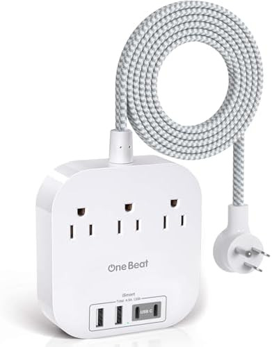 One Beat Power Strip with USB C, 3 Outlets 4 USB Ports (22.5W/4.5A) Desktop Charging Station, Fla... | Amazon (US)
