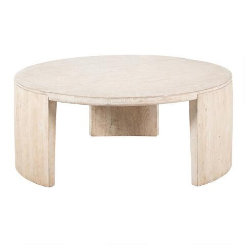 Silas Round Whitewash Reclaimed Pine Coffee Table | World Market