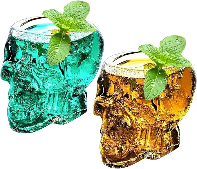 2 Pieces Halloween Skull Glass Wine Glass -12oz/350ml Unique Cocktail Glasses Funny Clear Skull C... | Amazon (US)
