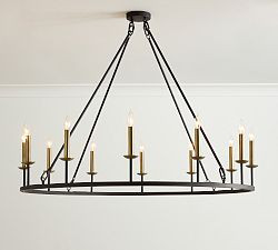 Remington Iron Round Ceiling-Mounted Chandelier (50") | Pottery Barn (US)