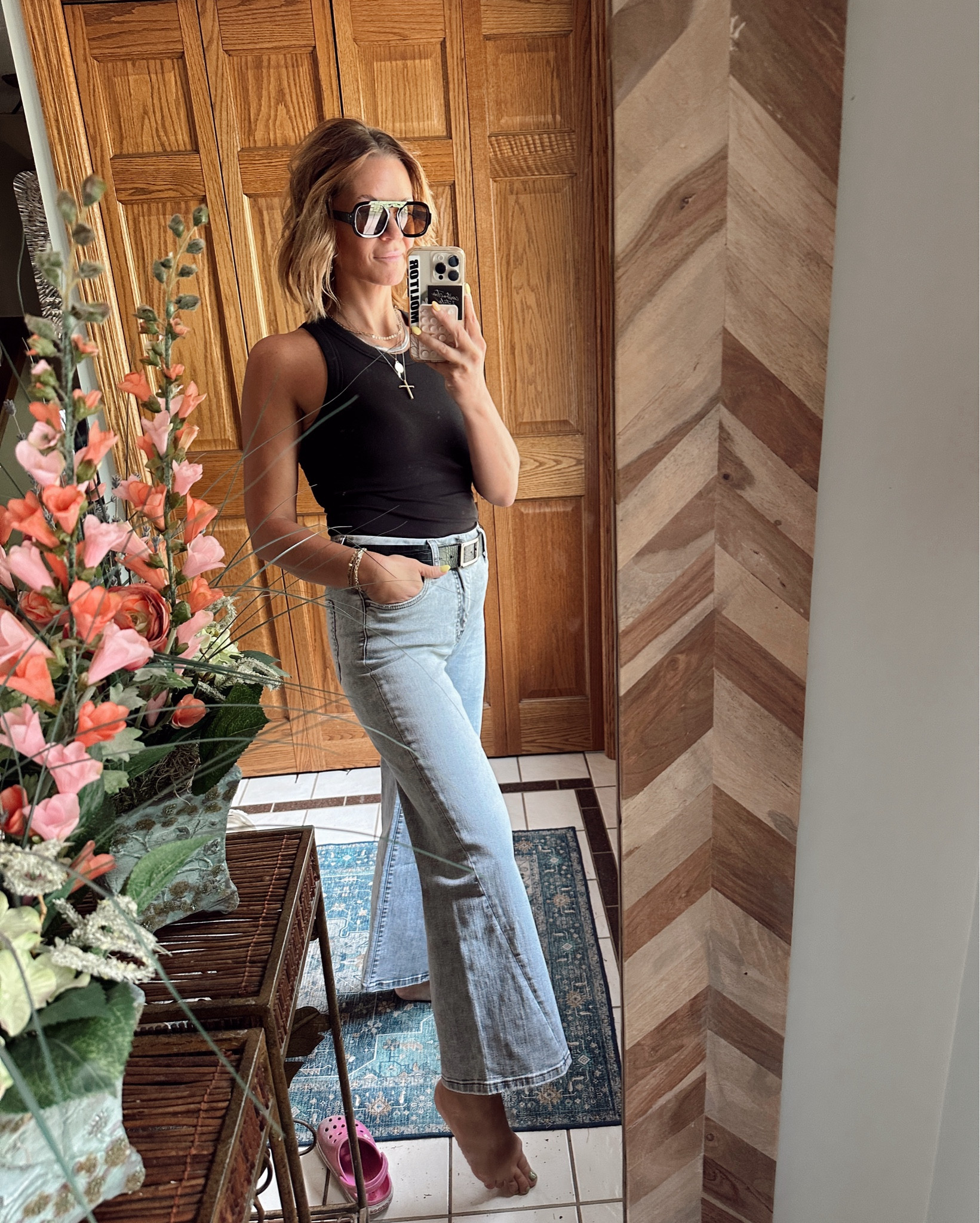 These tanks are forever my new favorite! Built in bra that gives upper, no lines, and is flattering and comfortable. 