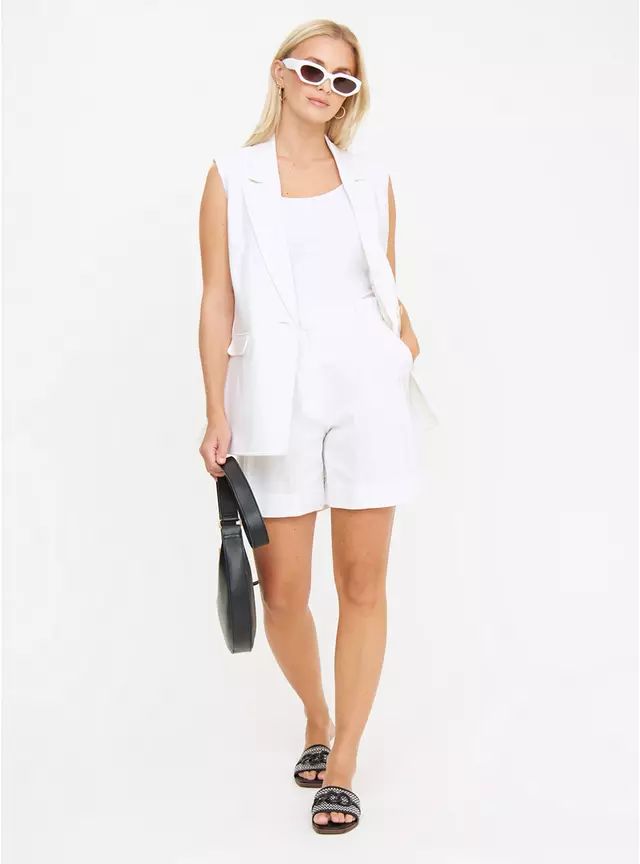 Buy White Linen Blend Tailored Coord Shorts 16 | Shorts | Tu | Tu Clothing