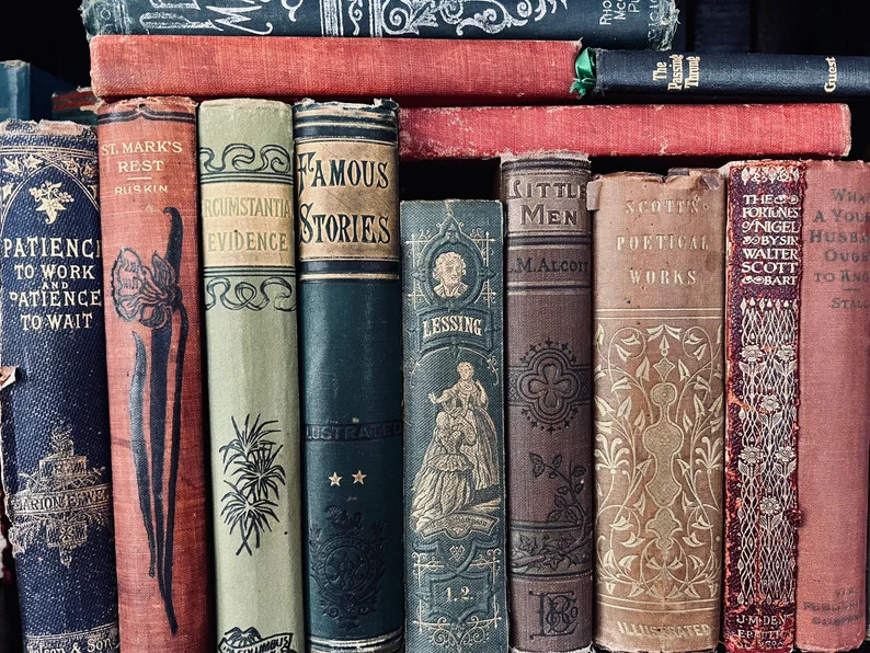 Vintage Books Mixed Lot of 8 Decorative Customizable by Colors Book Decor Aesthetic Bookshelf Lib... | Etsy (US)