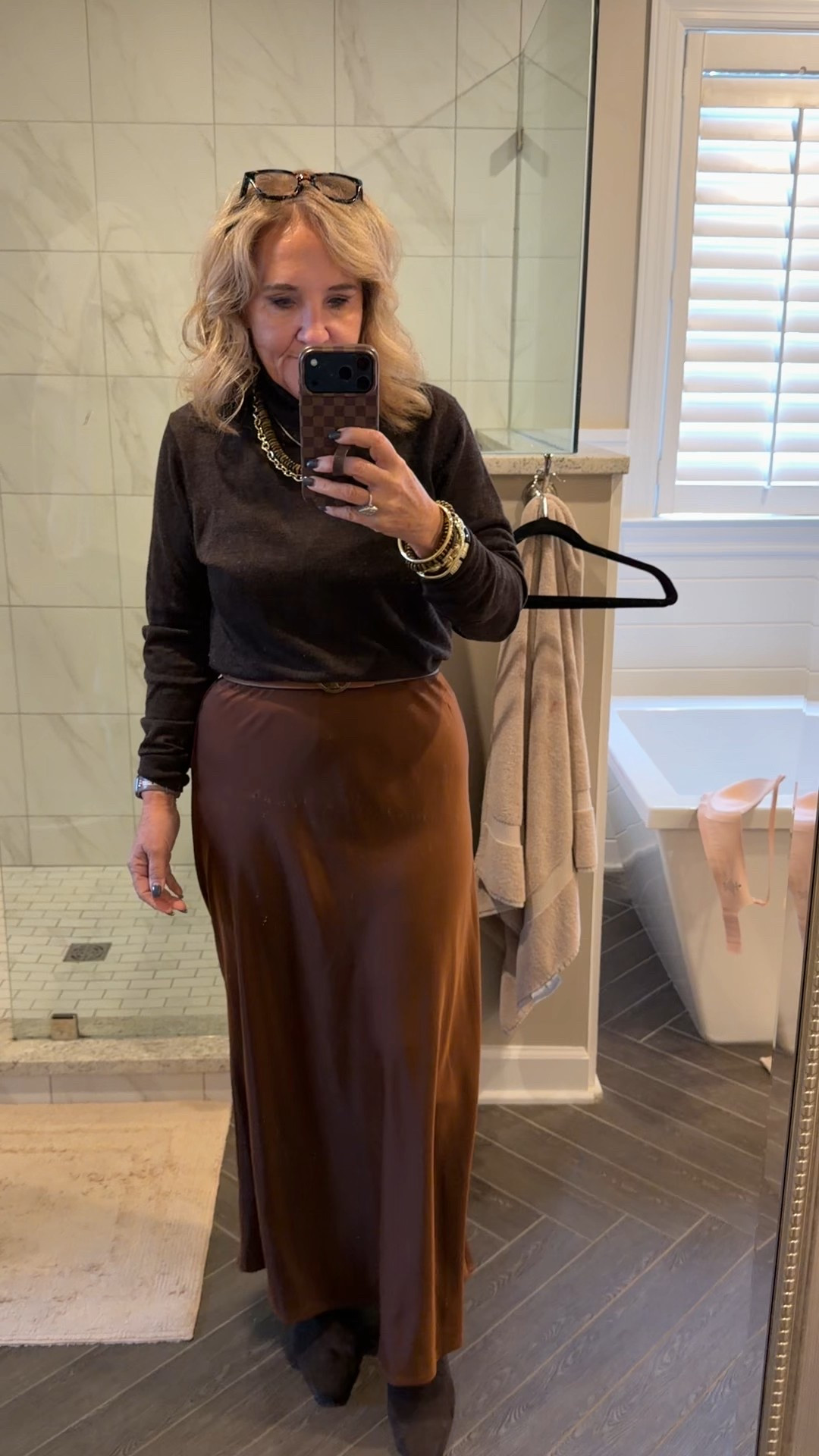 Brown slip skirt size medium
Brown turtleneck linking similar
Reversible, Tory Burch belt true size
Linking similar brown suede boots
30% off Allie & Bess code NANETTE30

#LTKOver40 #LTKootd #LTKFindsUnder100