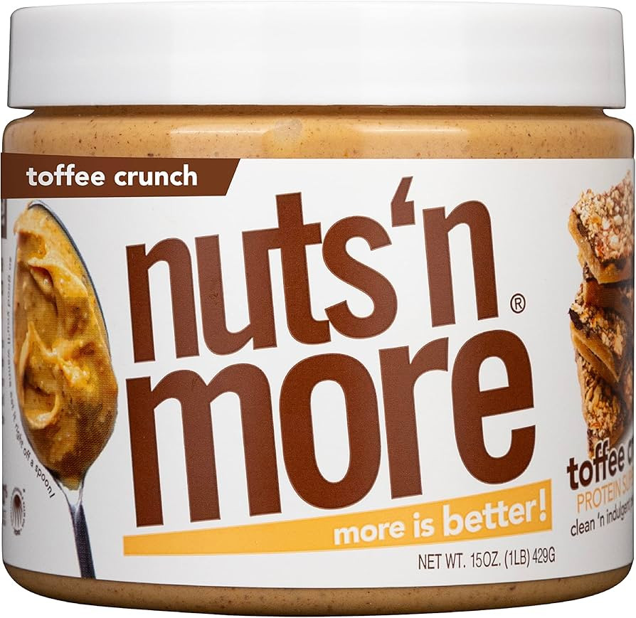 Nuts ‘N More Toffee Crunch Peanut Butter Spread, Added Protein All Natural Snack, Low Carb, Low... | Amazon (US)