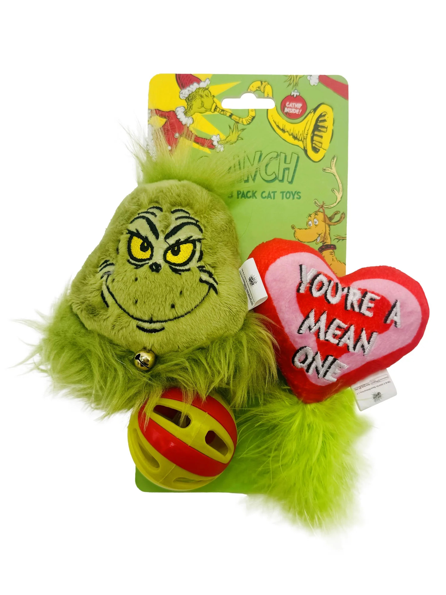 3-Piece Grinch Holiday Cat Toys with Catnip Inside, Green | Walmart (US)