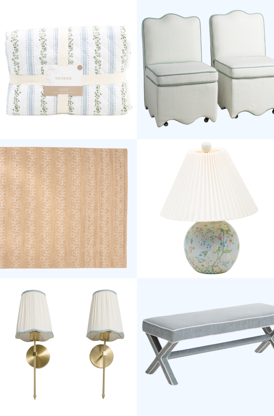 Marshalls home finds coastal grandmillennial home decor floral lamp wall sconces blue bench

#LTKHome