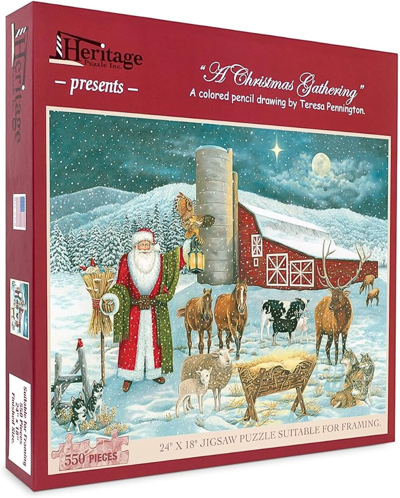 Heritage Puzzle - A Christmas Gathering by Teresa Pennington 550 Piece Puzzles for Adults - Seaso... | Amazon (US)