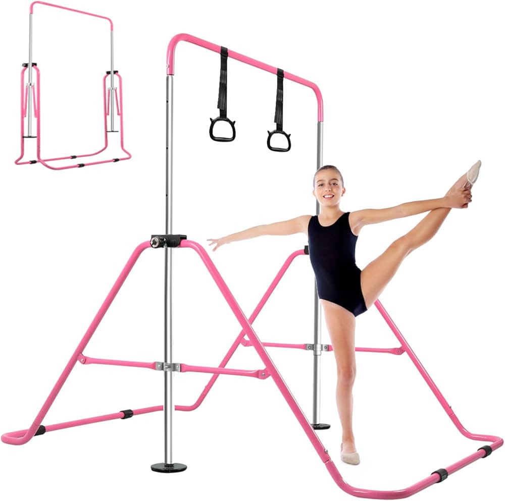 BEEYEO Gymnastics Bar for Home Expandable Adjustable Height Gymnastic Horizontal Bars Folding Jun... | Amazon (US)
