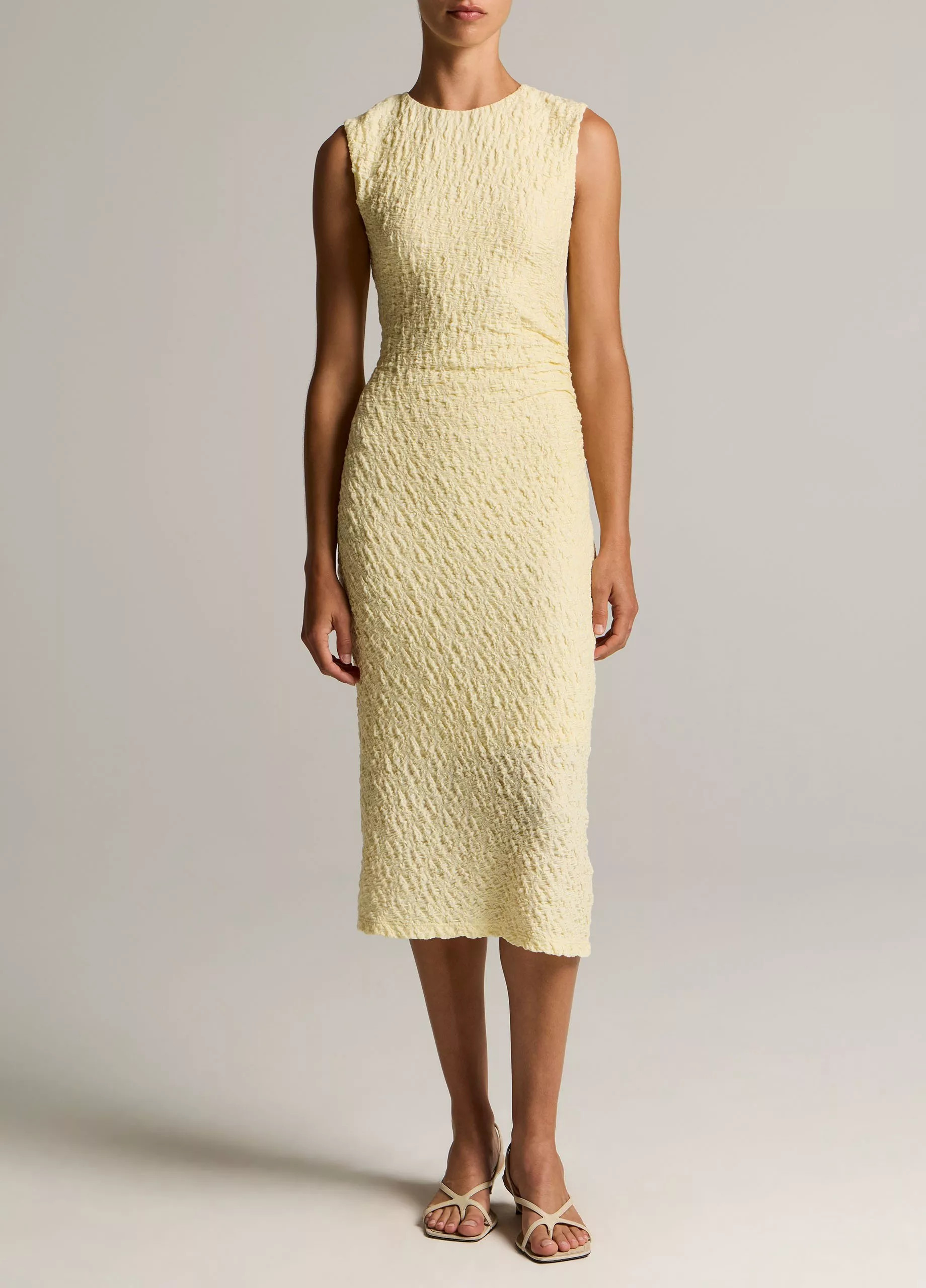Smocked Cotton-Blend Side-Drape Dress | Vince LLC
