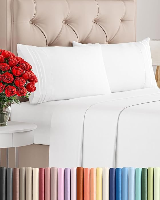 King Size 4 Piece Sheet Set - Comfy Breathable & Cooling Sheets - Hotel Luxury Bed Sheets for Wom... | Amazon (US)