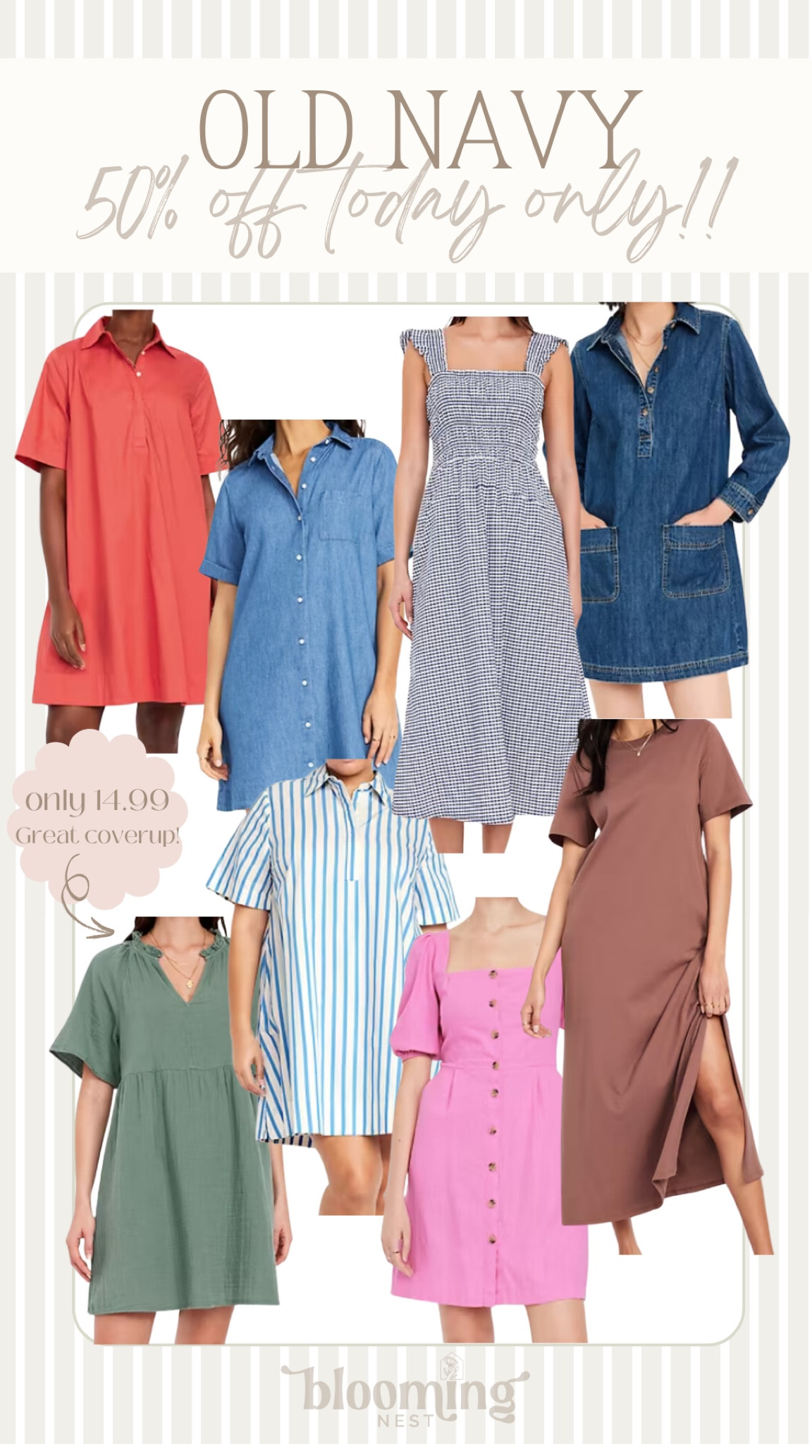 Old Navy dresses 50% off today! 

THEBLOOMINGNEST dress spring summer deals old navy 

#LTKSeasonal #LTKSaleAlert #LTKFindsUnder50