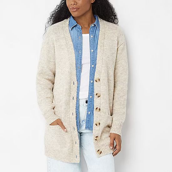 new!a.n.a Womens V Neck Long Sleeve Button Cardigan | JCPenney