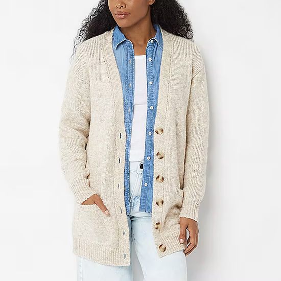 new!a.n.a Womens V Neck Long Sleeve Button Cardigan | JCPenney
