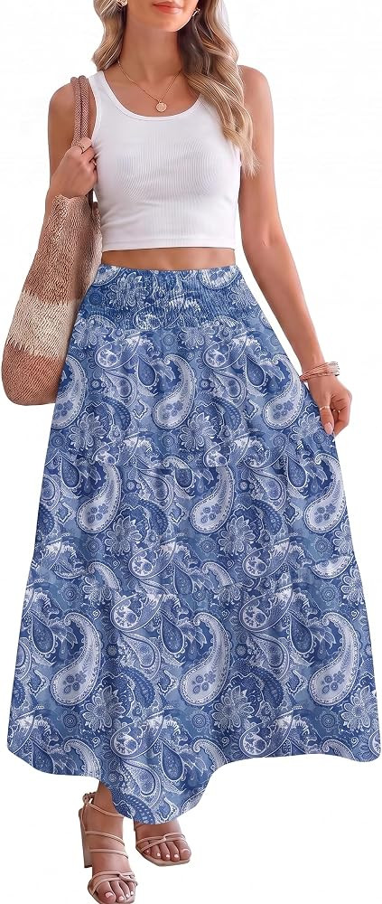 Acelitt Women's Boho Flowy Maxi Skirts | Amazon (US)