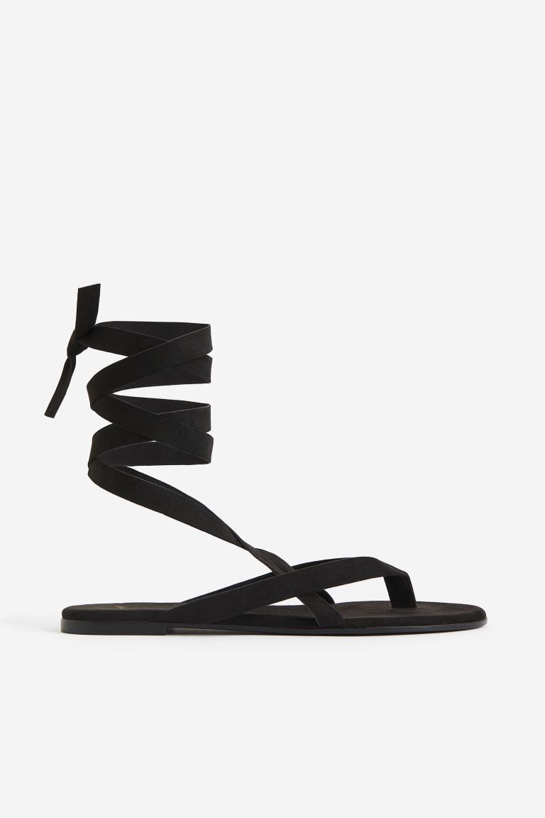 Strappy Sandals - Low heel - Black - Ladies | H&M US | H&M (US + CA)