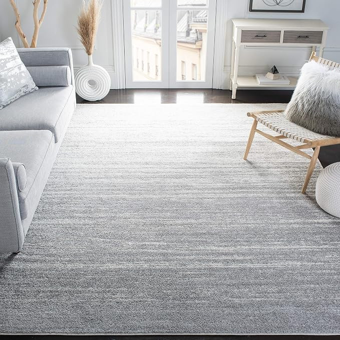 SAFAVIEH Adirondack Collection Area Rug - 9' x 12', Ivory & Silver, Modern Ombre Design, Non-Shed... | Amazon (US)