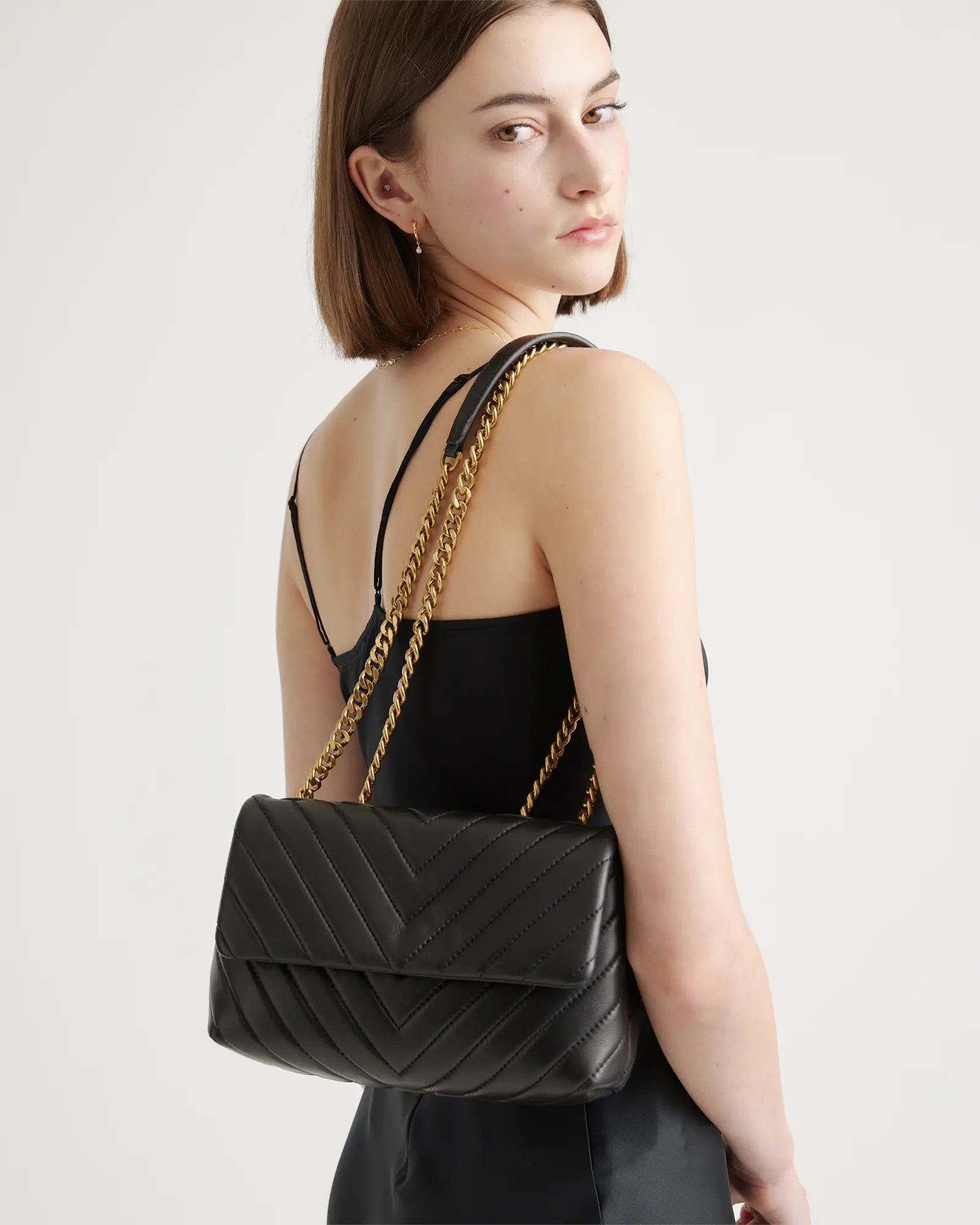 Italian Leather Quilted Convertible Crossbody | Quince