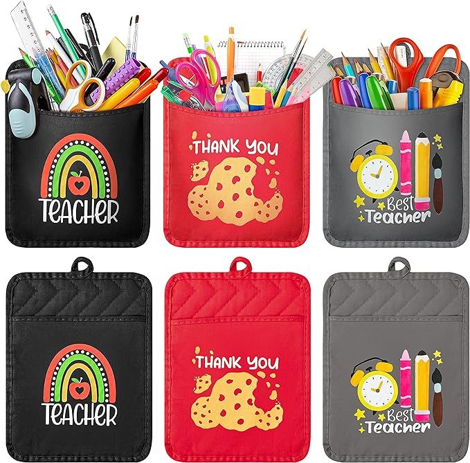 R HORSE 6Pcs Teacher Appreciation Gift Pot Holder with Pocket Thank You Teacher Kitchen Potholder... | Amazon (US)